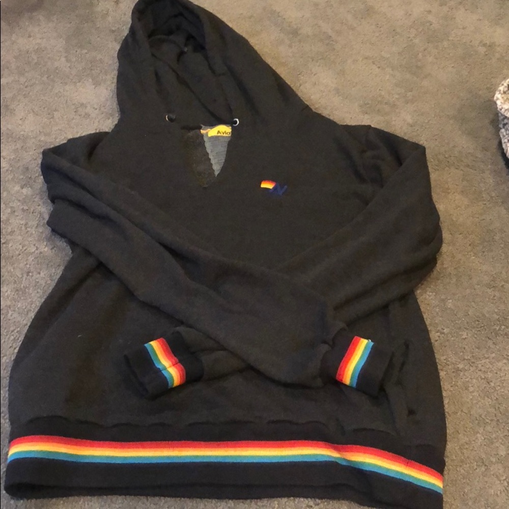 AVIATOR NATION DARK GREY HOODIE SIZE LARGE